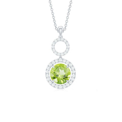 Round Peridot and Diamond Dangle Pendant