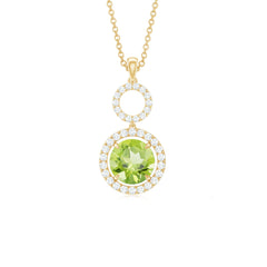 Round Peridot and Diamond Dangle Pendant