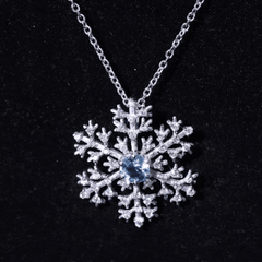 Snowflake Pendant Necklace with Aquamarine and Diamond