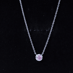 Natural Pink Sapphire Bezel Set Necklace in Sterling Silver