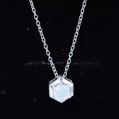 Solitaire Ethiopian Opal Hexagon Pendant Necklace