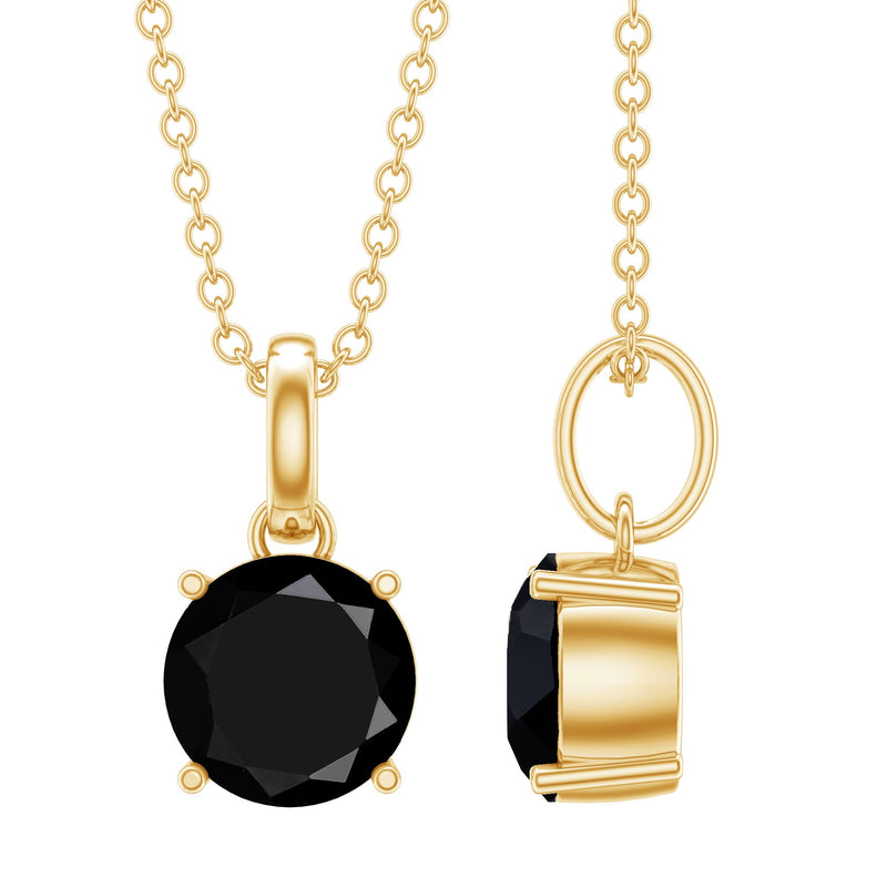 Natural 1.45 Carat Black Diamond Solitaire Necklace with Silver Chain