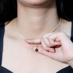 Natural 1.45 Carat Black Diamond Solitaire Necklace with Silver Chain