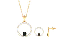 Certified Real Black Onyx Eternity Necklace and Earrings Set with Moissanite