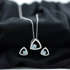 Certified Aquamarine and Moissanite Bridal Jewelry Set
