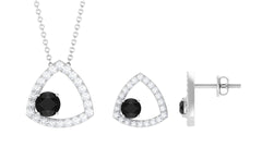 Certified Real Black Onyx Geometric Jewelry Set with Moissanite