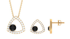 Certified Real Black Onyx Geometric Jewelry Set with Moissanite