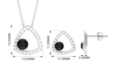 Certified Real Black Onyx Geometric Jewelry Set with Moissanite