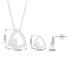 Natural Ethiopian Opal Geometric Jewelry Set with Moissanite