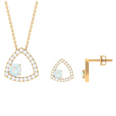 Natural Ethiopian Opal Geometric Jewelry Set with Moissanite