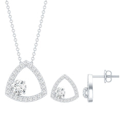 Simple Moissanite Open Triangle Jewelry Set