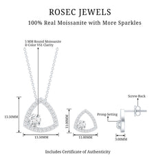 Simple Moissanite Open Triangle Jewelry Set