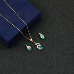 Lab Created Emerald and Diamond Designer Jewelry Set