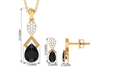 Designer Black Onyx Necklace and Earrings Set with Diamond