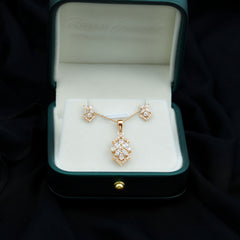 Genuine Diamond Flower Necklace and Earrings Set with Certificate