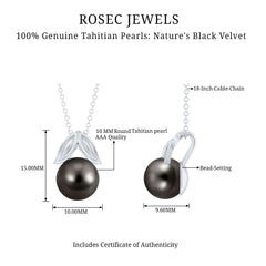 Black Tahitian Pearl Solitaire Pendant with Gold Leaf