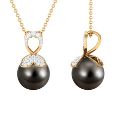 Nature Inspired Tahitian Pearl and Diamond Drop Pendant
