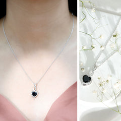 2 Carat Black Onyx Infinity Heart Pendant with Diamond