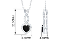 2 Carat Black Onyx Infinity Heart Pendant with Diamond