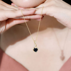 2 Carat Black Onyx Infinity Heart Pendant with Diamond