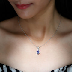 Certified Lab Grown Blue Sapphire Infinity Heart Necklace with Chain