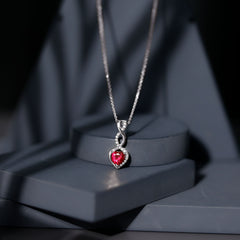 Lab Grown Ruby Infinity Heart Necklace With Chain