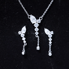 Certified Moissanite Bridal Necklace and Earrings Set