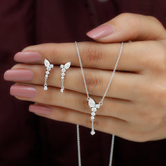 Certified Moissanite Bridal Necklace and Earrings Set
