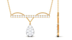 1 CT Pave Set Moissanite Designer Teardrop Bar Necklace