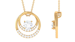 1.50 CT Certified Moissanite Geometric Pendant in Gold