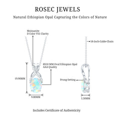 Oval Ethiopian Opal Necklace with Moissanite Twisted Bail