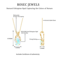 Oval Ethiopian Opal Necklace with Moissanite Twisted Bail