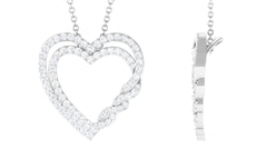 Certified Moissanite Open Heart Pendant Necklace with Hidden Bail