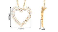 Certified Moissanite Open Heart Pendant Necklace with Hidden Bail