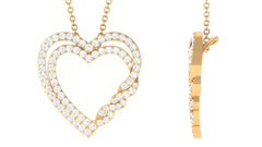 Certified Moissanite Open Heart Pendant Necklace with Hidden Bail