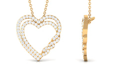 Certified Moissanite Open Heart Pendant Necklace with Hidden Bail