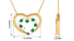 Emerald and Moissanite Twin Open Heart Necklace in Gold