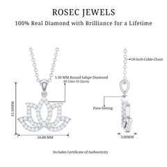 Diamond Lotus Flower Necklace in Pave Setting