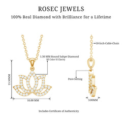 Diamond Lotus Flower Necklace in Pave Setting