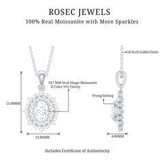 Vintage Style Oval Moissanite Bridal Necklace With Chain
