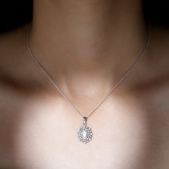 Vintage Style Oval Moissanite Bridal Necklace With Chain