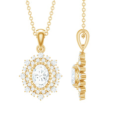 Vintage Style Oval Moissanite Bridal Necklace With Chain