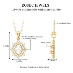 Vintage Style Oval Moissanite Bridal Necklace With Chain