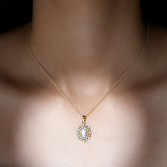 Vintage Style Oval Moissanite Bridal Necklace With Chain