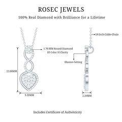 Natural Diamond Infinity Heart Pendant Necklace