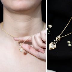 Natural Diamond Infinity Heart Pendant Necklace