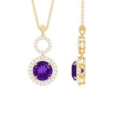 Natural 2 Carat Amethyst Pendant Necklace with Diamond