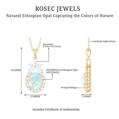 Certified Real 1 Carat Ethiopian Opal Statement Necklace