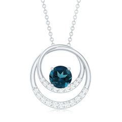 Real London Blue Topaz and Diamond Pendant