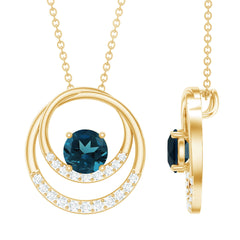Real London Blue Topaz and Diamond Pendant